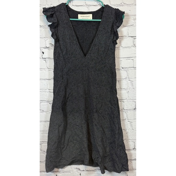 Mickey & Jenny Dresses & Skirts - Mickey & Jenny Mini Dress Polka Dot Ruffle Sleeve V-Neck Black Size M